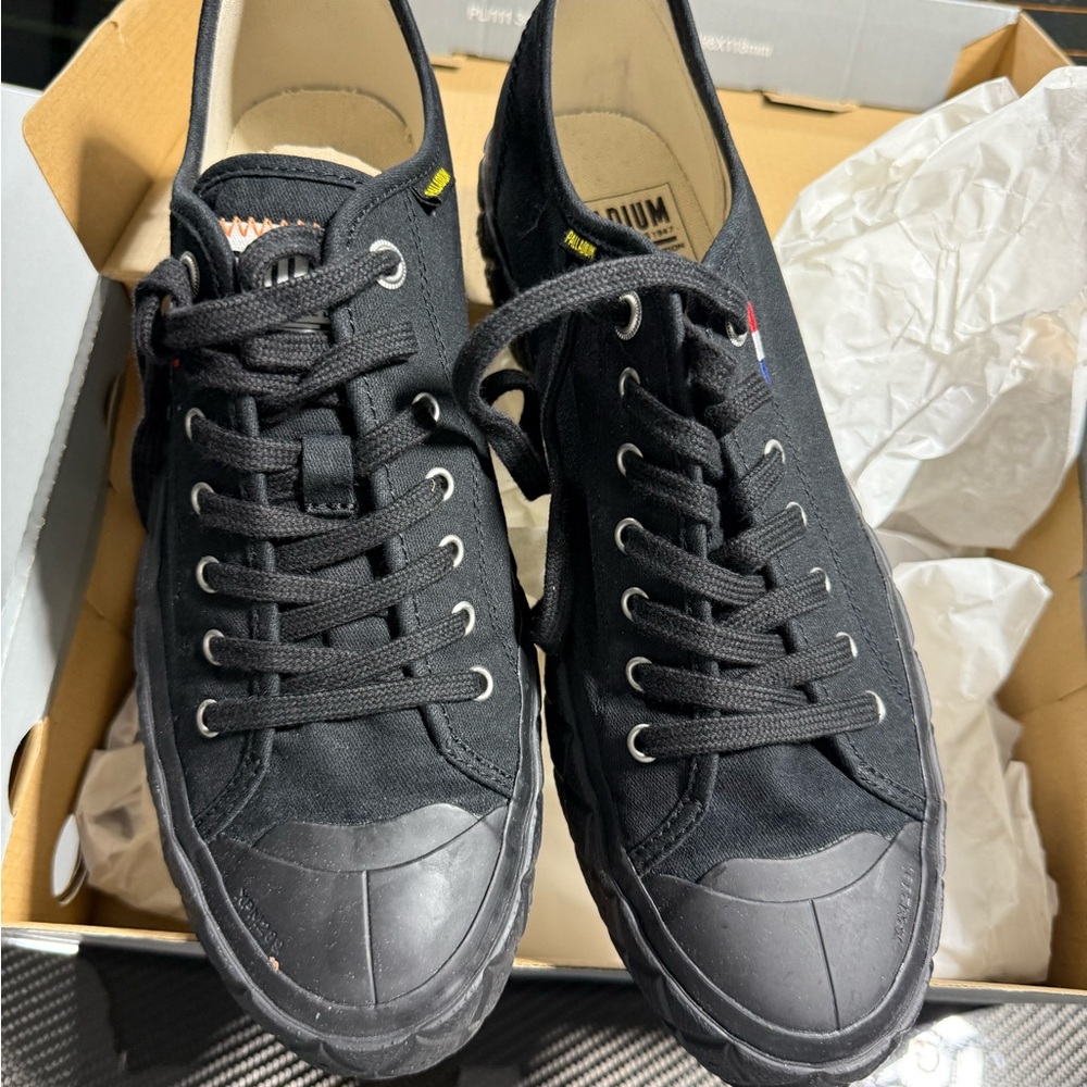 Palladium Black Canvas Sneakers with Rubber Toe Cap